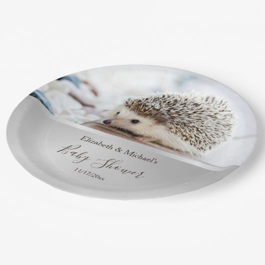 かわいいハリネズミ男女兼用の赤ちゃんシャワー ペーパープレート (アングル)