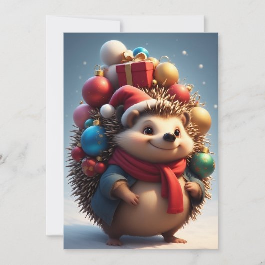かわいいハリネズミ祝のクリスマス カード (正面)