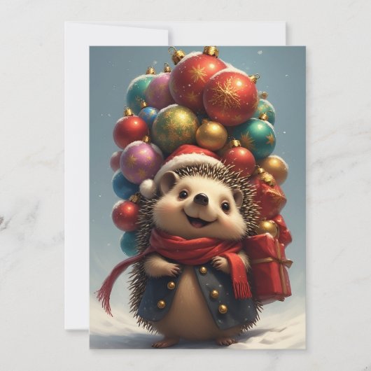 かわいいハリネズミ祝のクリスマス カード (正面)