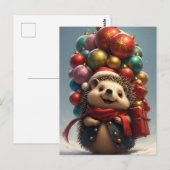 かわいいハリネズミ祝のクリスマス ポストカード (正面/裏面)