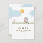かわいいハリネズミ自転車の赤ちゃんシャワー サンキューカード (正面/裏面)