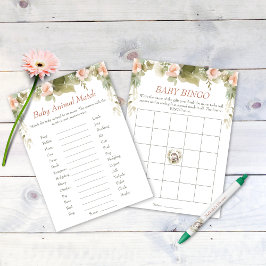 かわいいハリネズミ赤ちゃんシャワービンゴと動物の試合 招待状