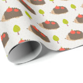 かわいいハリネズミ運のリンゴ ラッピングペーパー (ロールコーナー)