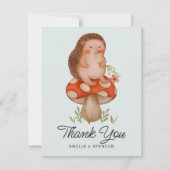 かわいいハリネズミ青ベビーシャワーサンキューカード 招待状 (正面)