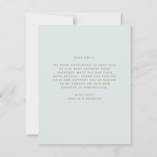 かわいいハリネズミ青ベビーシャワーサンキューカード 招待状 (裏面)