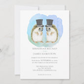 かわいいハリネズミ2つのグルームズゲイ結婚カップル 招待状 (正面)