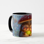 かわいいハリネズミ+きのこ+森のコーヒーマグ マグカップ (正面左)