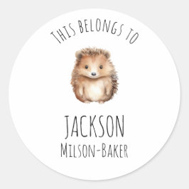 かわいいハリネズミ！カスタム「これ、〇〇のもの」 ラウンドシール