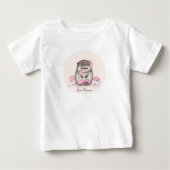 かわいいハリネズミ ピンクの花 名前 ベビーTシャツ (正面)