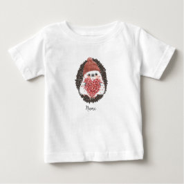 かわいいハリネズミ ピンクハート 名前 ベビーTシャツ