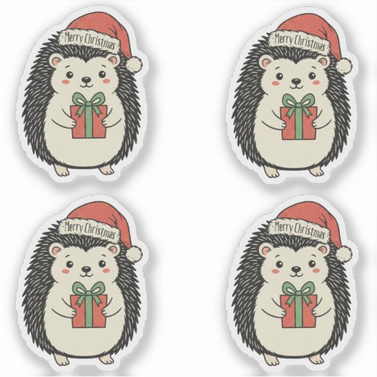 かわいいハリネズミ メリークリスマス シール (正面)