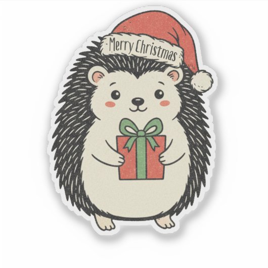 かわいいハリネズミ メリークリスマス シール (正面)