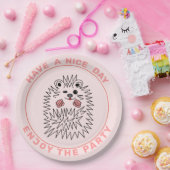 かわいいハリネズミ。一日を楽しんで。パーティーを満喫して ペーパープレート (パーティー)