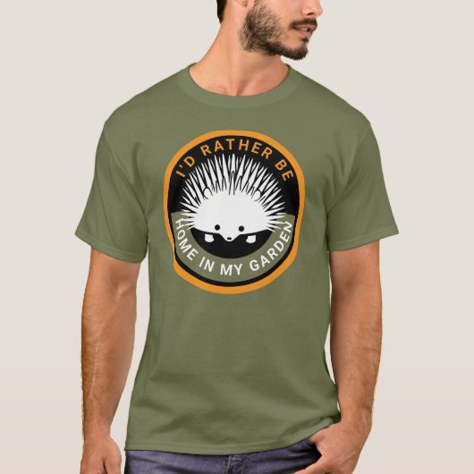 かわいいハリネズミ 我が家の庭が一番 Tシャツ (正面)