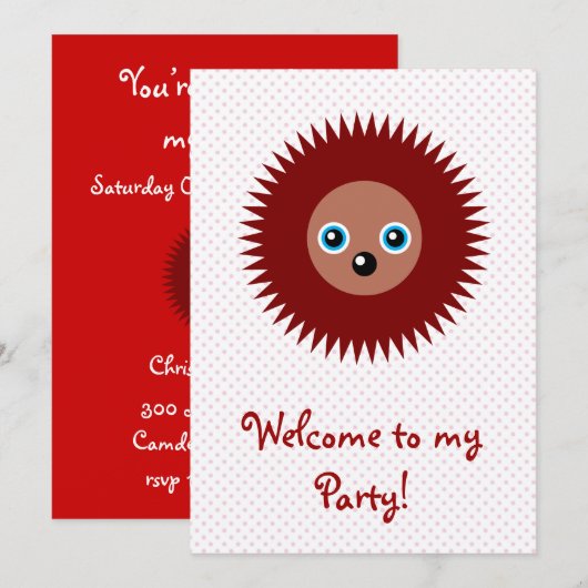 かわいいハリネズミ 招待状 (正面/裏面)