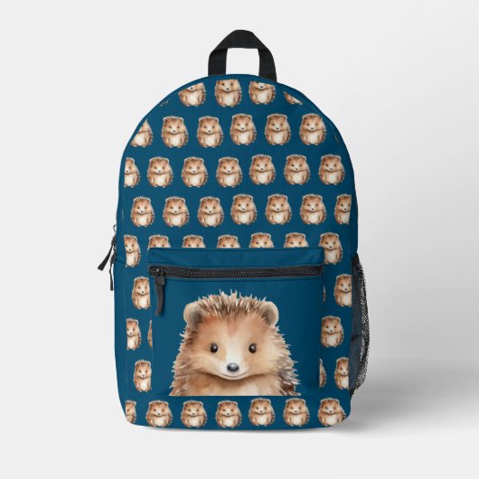 かわいいハリネズミ!男女兼用カスタム プリントバックパック (正面)