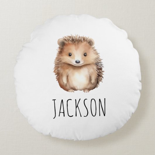 かわいいハリネズミ!男女兼用カスタム ラウンドクッション (正面)