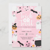 かわいいハロウィンおばけパンプキン 誕生日パーティー 招待状 (正面)