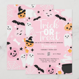 かわいいハロウィンおばけパンプキン 誕生日パーティー 招待状