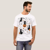 かわいいハロウィンおばけ猫 Tシャツ (正面フル)