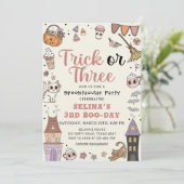 かわいいハロウィンおばけ3歳誕生日 招待状 (スタンド正面)