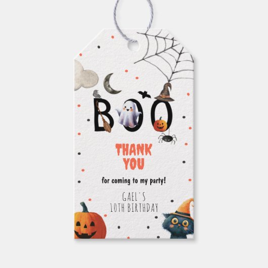 かわいいハロウィンおばけ スプークタキュラー誕生日飾り ギフトタグ (正面)