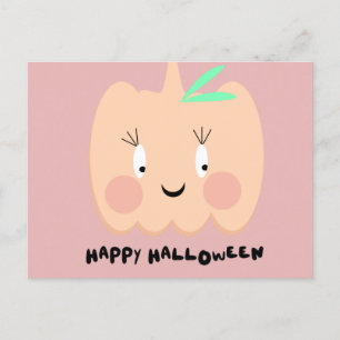 かわいいハロウィンお化けのぼやけた文字のハッピーハロウィン ポストカード