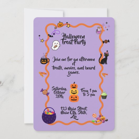 かわいいハロウィンお菓子パーティー 招待状 (正面)
