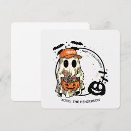 かわいいハロウィンお菓子 ゴースト丸型ステッカー 招待状