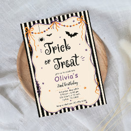 かわいいハロウィンお誕生日お菓子をくれなきゃいたずら 招待状