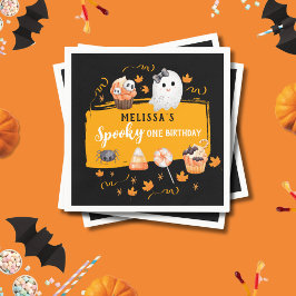 かわいいハロウィンお誕生日会 スプーキー ワン スタンダードカクテルナプキン