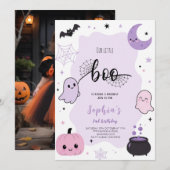 かわいいハロウィンお誕生日会 招待状 (正面/裏面)
