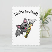 かわいいハロウィンこうもりとキャンディパーティー 招待状 (スタンド正面)