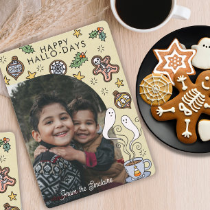 かわいいハロウィンとクリスマスの家族写真 シーズンカード