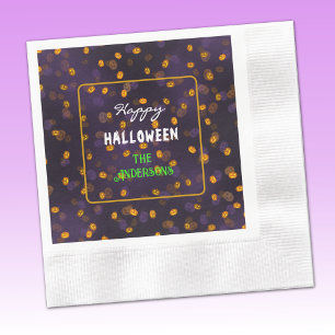 かわいいハロウィンにこにこ笑うカボチャの組み合わせカクテル 縁ありカクテルナプキン
