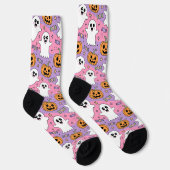 かわいいハロウィンのおばけとかぼちゃ ソックス (右)