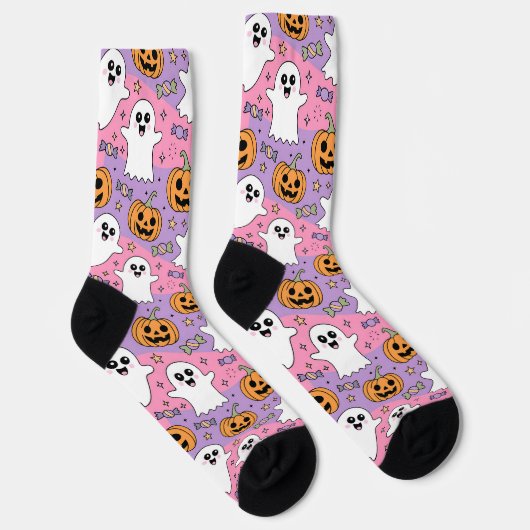 かわいいハロウィンのおばけとかぼちゃ ソックス (右)