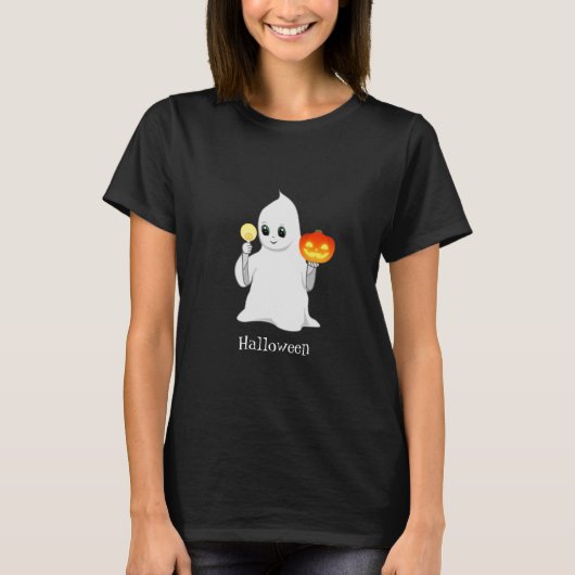かわいいハロウィンのおばけとかぼちゃ Tシャツ (正面)
