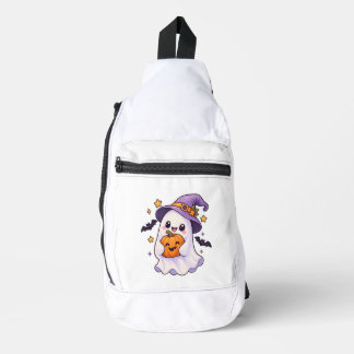 かわいいハロウィンのおばけとカボチャ スリングバッグ