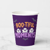 かわいいハロウィンのおばけとコウモリのブーティフルな瞬間 紙コップ (裏面)