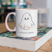 かわいいハロウィンのおばけと花 マグカップ