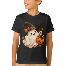 かわいいハロウィンのおばけのかぼちゃのキッズTシャツ