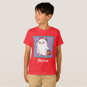 かわいいハロウィンのおばけのスクールキッズカスタム Tシャツ (正面フル)