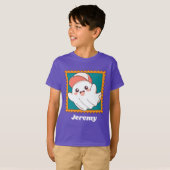 かわいいハロウィンのおばけの野球帽 子供の名前入り Tシャツ (正面フル)
