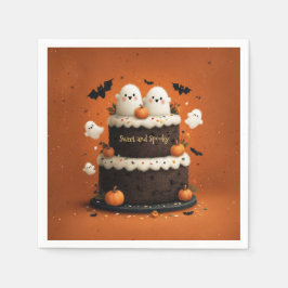 かわいいハロウィンのおばけケーキ 小さなブー スタンダードカクテルナプキン
