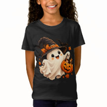 かわいいハロウィンのおばけパンプキンの子供用Tシャツ