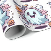かわいいハロウィンのおばけ隊と仲間たち ラッピングペーパー (ロールコーナー)