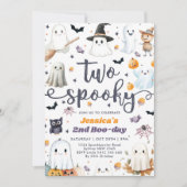 かわいいハロウィンのおばけ2歳の誕生日パーティー 招待状 (正面)