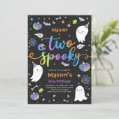 かわいいハロウィンのおばけ2歳の誕生日パーティー 招待状 (スタンド正面)
