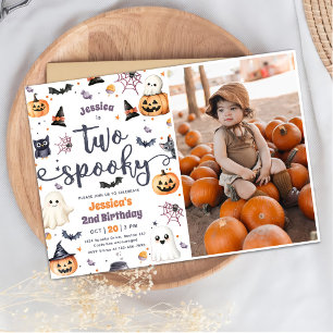 かわいいハロウィンのおばけ2歳の誕生日写真 招待状
